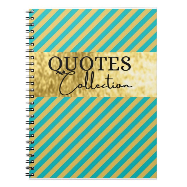 Caderno Espiral coleção de cotações verdes e douradas (Frente)