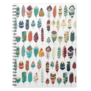 Caderno Espiral Coleção de desenhar tribais de mão de boho vint