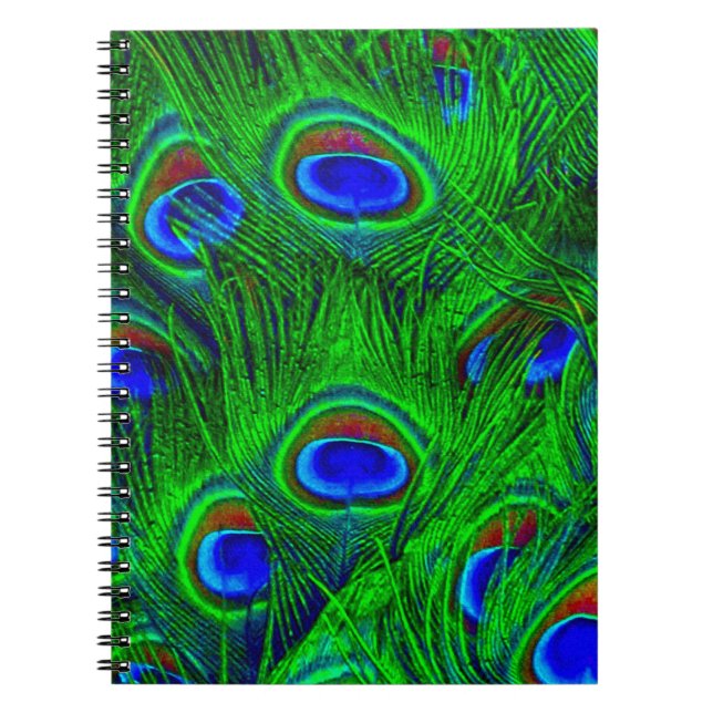 Caderno Espiral Coleção de Moda de Penas de Peacock (Frente)