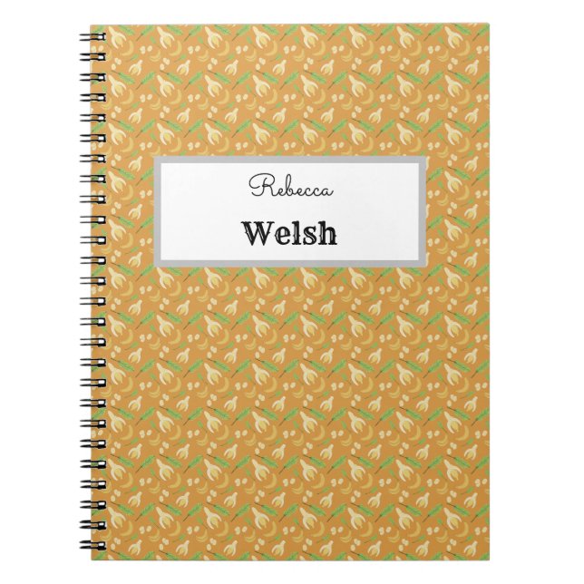 Caderno Espiral Coleção de padrões da fruta - Banana (Frente)