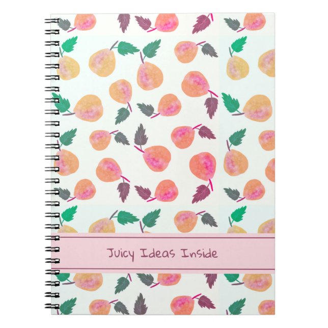 Caderno Espiral Coleção de Peras Douradas Rosa (Frente)