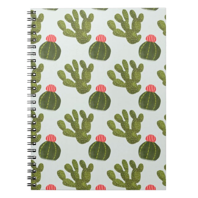 Caderno Espiral Coleção Llamarama | Padrão Cactus Cute (Frente)