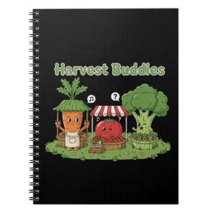 Caderno Espiral Colegas da Colheita Fofa Amigos Legumes do Fazende