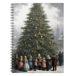 Caderno Espiral Coleta de árvore de Natal de uma vila antiga