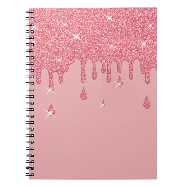 Caderno Espiral Coleta de Efeito Luminoso Rosa e Estilhaços (Frente)