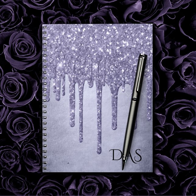 Caderno Espiral Coletor Roxo | Monograma de gelo Lavanda (Criador carregado)