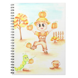 Caderno Espiral Colheita alegre menino gengibre pequeno