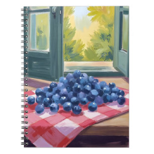 Caderno Espiral Colheita de Mirtilo Mirtilos de Aquarela Fruta