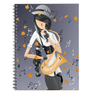 Caderno Espiral Colheita de Ouros Saxofonista Palhaçada