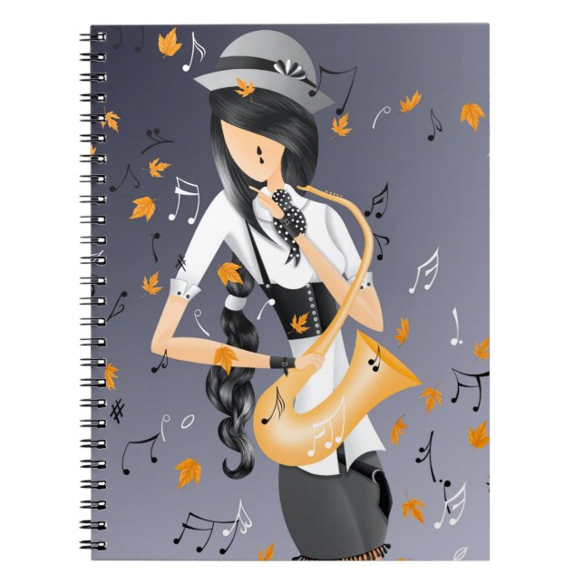 Caderno Espiral Colheita de Ouros Saxofonista Palhaçada (Frente)
