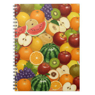 Caderno Espiral Colheita fresca Padrão do Fruta