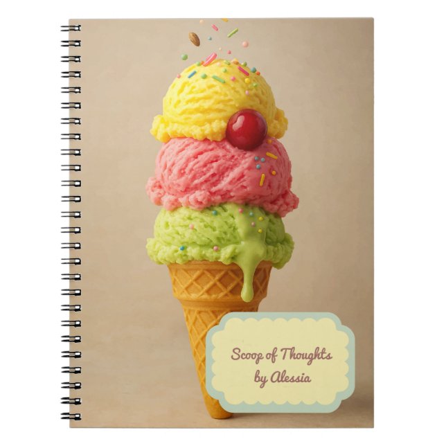 Caderno Espiral Colher de Pensamentos – Sorvete Personalizado (Frente)