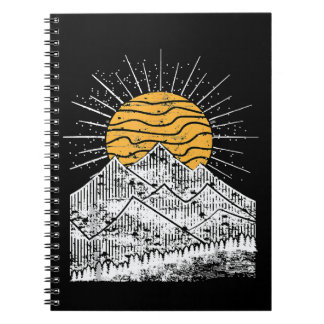 Caderno Espiral Colina de caminhada na montanha pôr do sol aventur