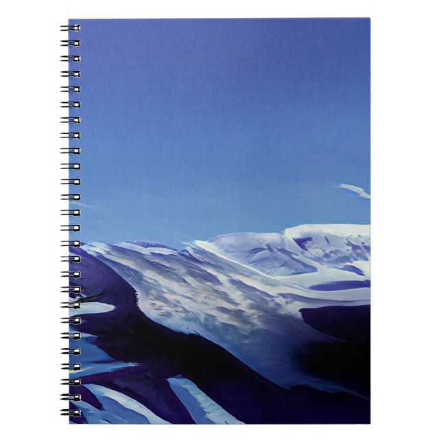 Caderno Espiral Colinas de neve, panorama de inverno (Frente)