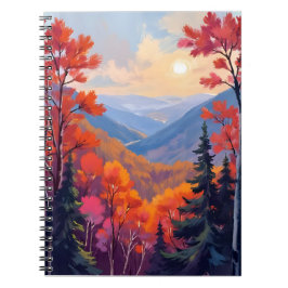 Caderno Espiral Colinas de Outono | Folhas de Outono Folhagem Aqua
