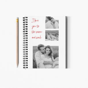 Caderno Espiral Collage Casal Foto e Citação Romântica Te Ama N