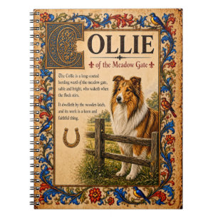Caderno Espiral Collie, Arte do Bestiário Medieval