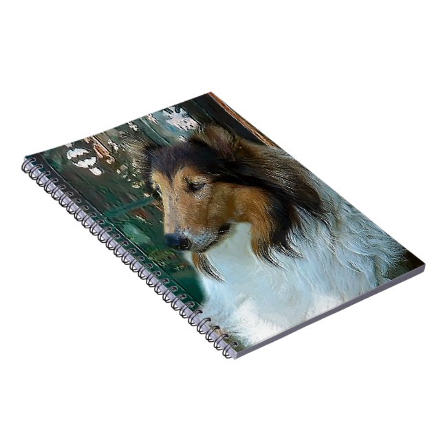 Caderno Espiral Collie de Natal na Janela (Lado Direito)