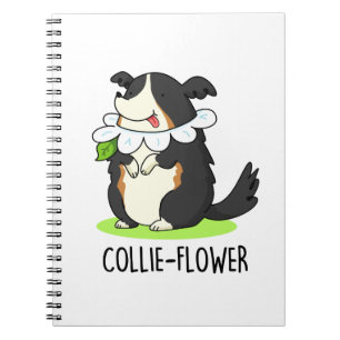 Caderno Espiral Collie-flower Funny Border Collie Dog Pun