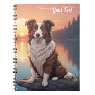 Caderno Espiral Collie Vermelho e Branco junto ao Lago