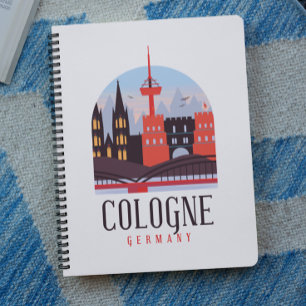 Caderno Espiral Colônia Alemanha Vintage Cityscape