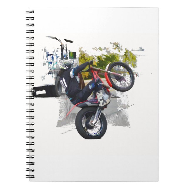 Caderno Espiral Coloque seu gás em Motocross Stunt Biker (Frente)