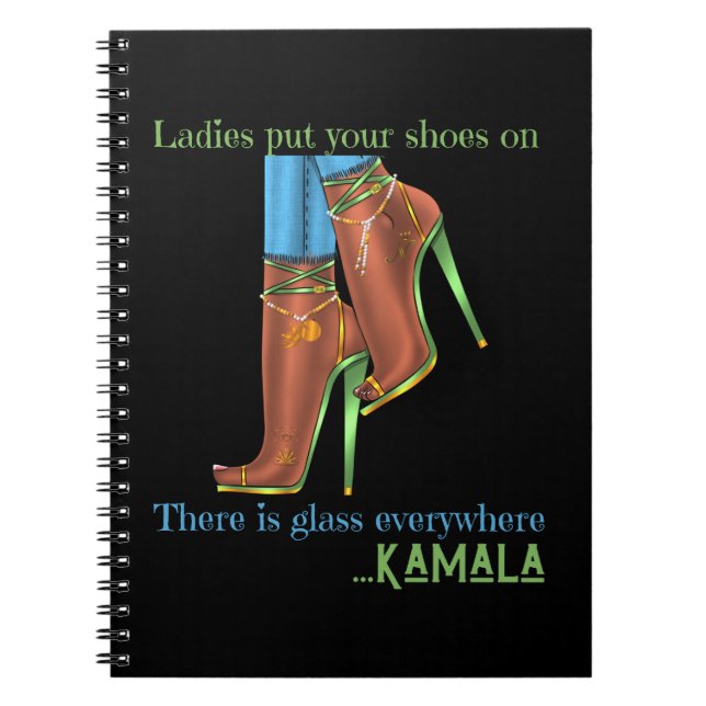 Caderno Espiral Coloque suas calçados em senhoras, há vidro em tod (Frente)