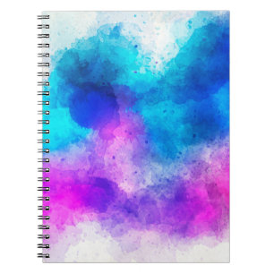 Caderno Espiral Coloração d'água abstrato de arte em segundo pl