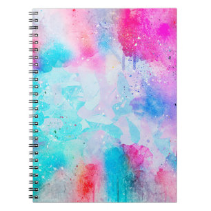 Caderno Espiral Coloração d'água abstrato de arte em segundo pl