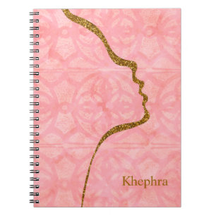 Caderno Espiral Coloração d'Água Rosa Tulipada Com Dourada Face
