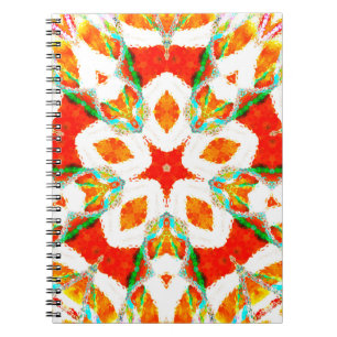 Caderno Espiral Coloração do padrão simétrico colorido, azulejo ce