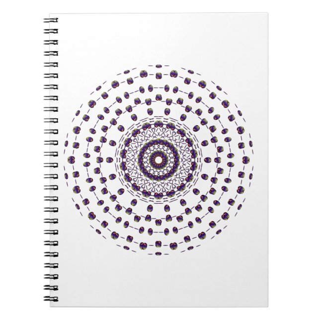 Caderno Espiral Coloração rosa rosa do caleidoscópio circular dese (Frente)