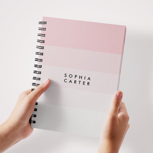 Caderno Espiral Colorblock - Horizontal - Pastel Rosa Stripes Mono (Criador carregado)