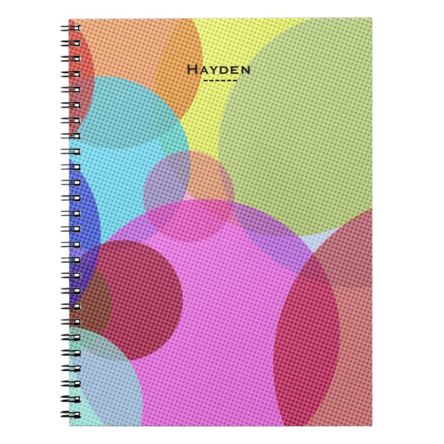 Caderno Espiral Colorful Abstract Geometric Circles Personalised (Frente)