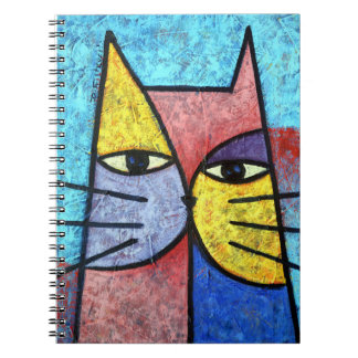 Caderno Espiral Colorful Contemporary Cubist Cat Art Notebook