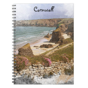 Caderno Espiral Colorful Cornwall England Coastal Scenery