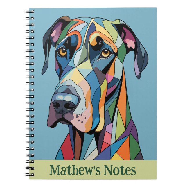 Caderno Espiral Colorful Cubist Great Dane  (Frente)