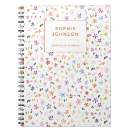 Caderno Espiral Colorful Floral Pretty Girly Purple Personalized