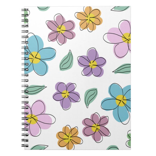 Caderno Espiral Colorful floral print (Frente)