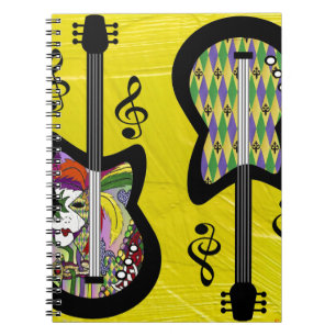 Caderno Espiral Colorful Mardi Gras Guitars