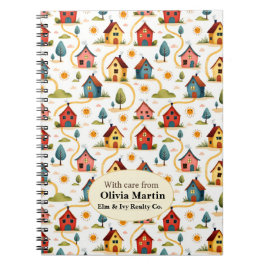 Caderno Espiral Colorful Neighborhood Houses Realtor