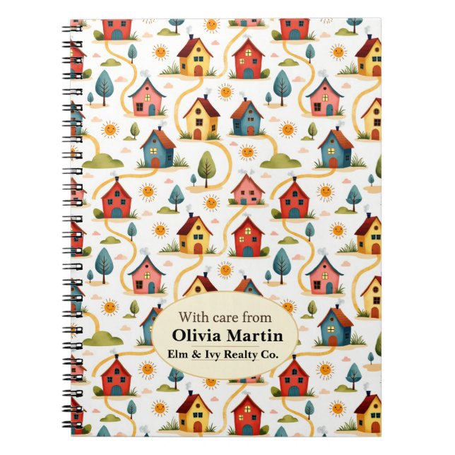 Caderno Espiral Colorful Neighborhood Houses Realtor (Frente)