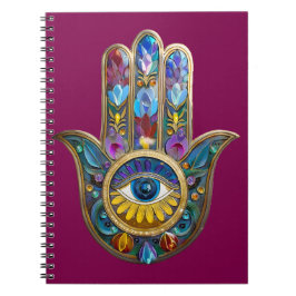 Caderno Espiral Colorful Petals Leaves Hamsa Sapphire Third Eye