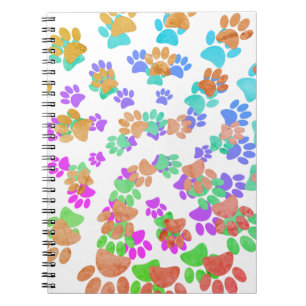 Caderno Espiral Colorida Espiral Cão Pawprint