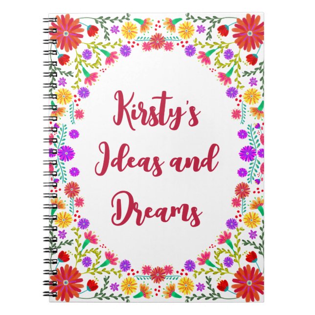 Caderno Espiral Colorida Fiesta - Quadro Floral Mexicano (Frente)