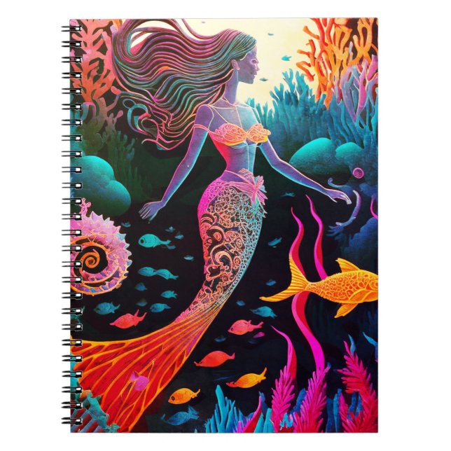 Caderno Espiral Colorida Rainbow Mermaid Fantasy (Frente)