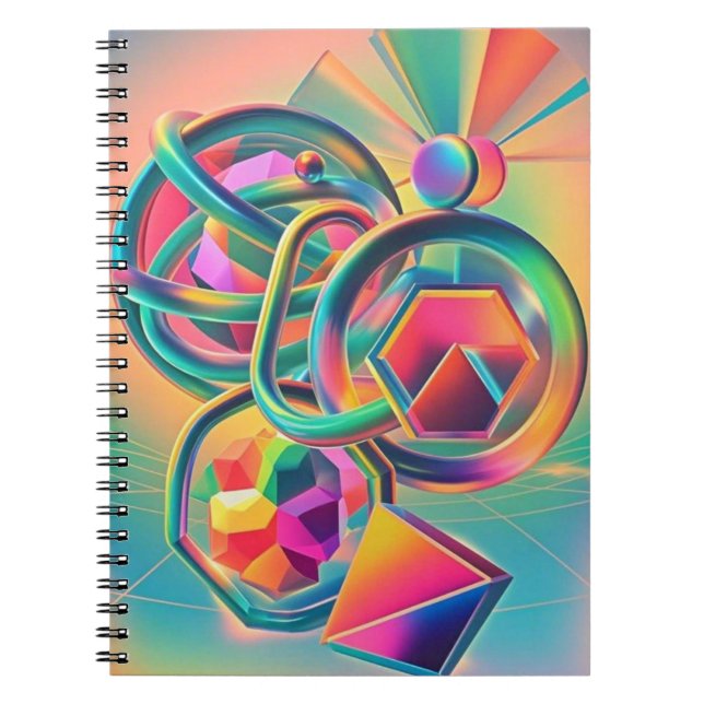 Caderno Espiral Colorida Vibrante e trabalho de arte abstrato (Frente)