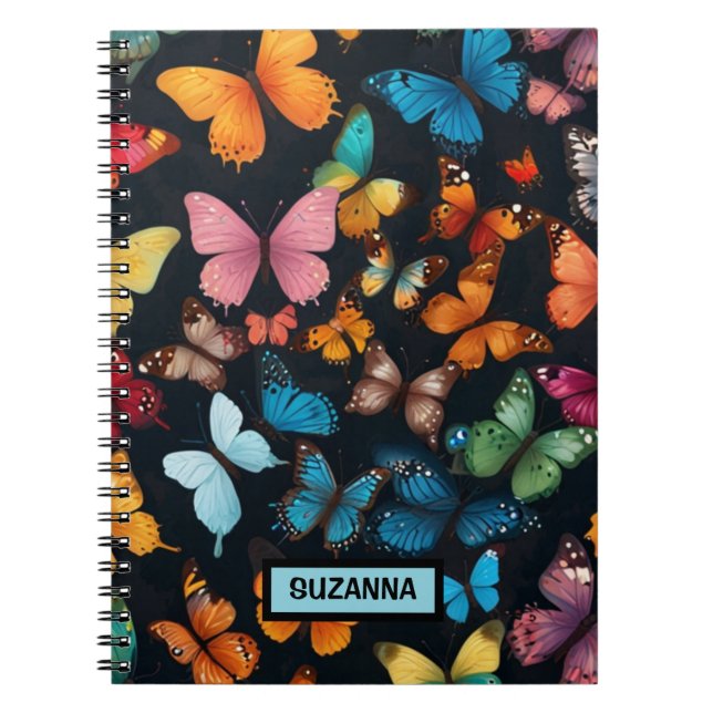 Caderno Espiral Colorido Borboleta Fofa Personalizado  (Frente)