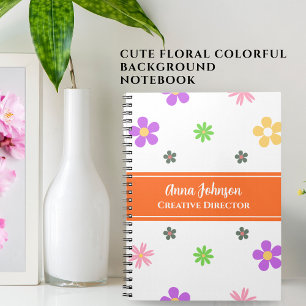 Caderno Espiral Colorido Design Floral Personalizado Nome
