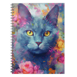 Caderno Espiral Colorido gato azul russo